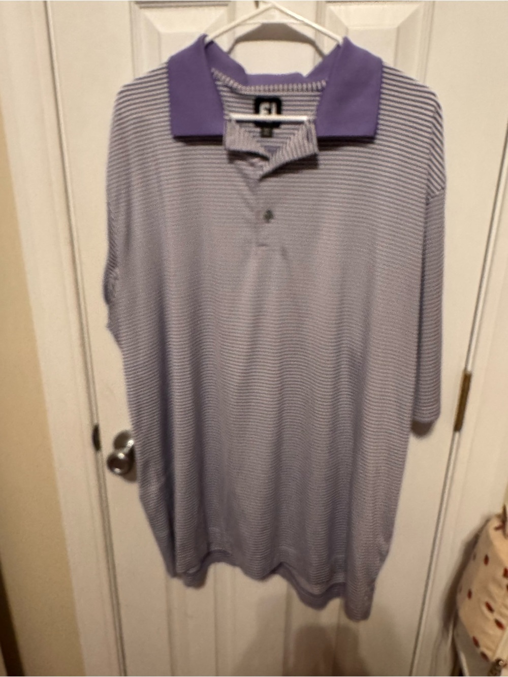 FootJoy Lavender Striped Polo with Purple Collar 2X